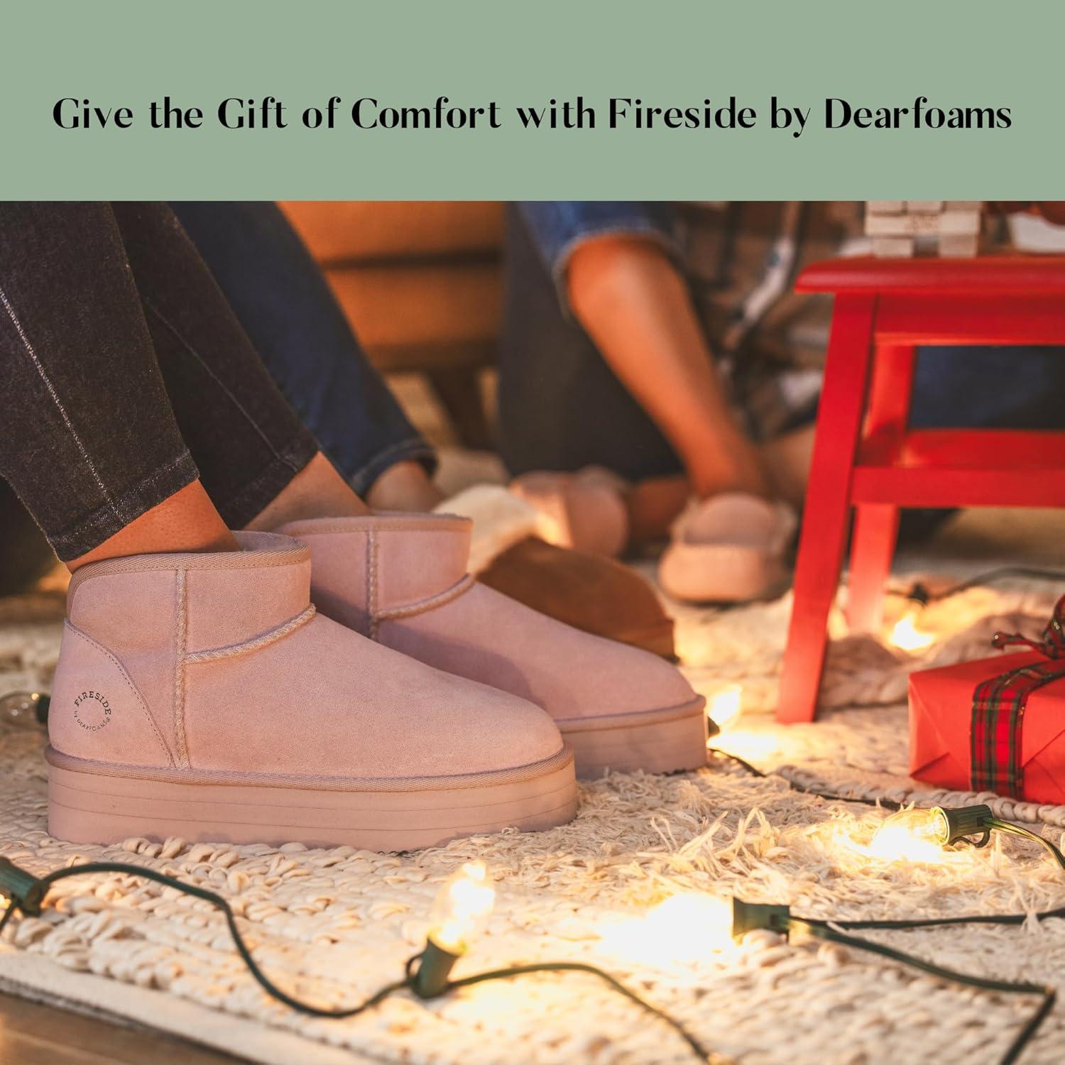 imageFireside by Dearfoams womens Genuine Shearling Kingston Platform Mini BootPeach Dust Platform