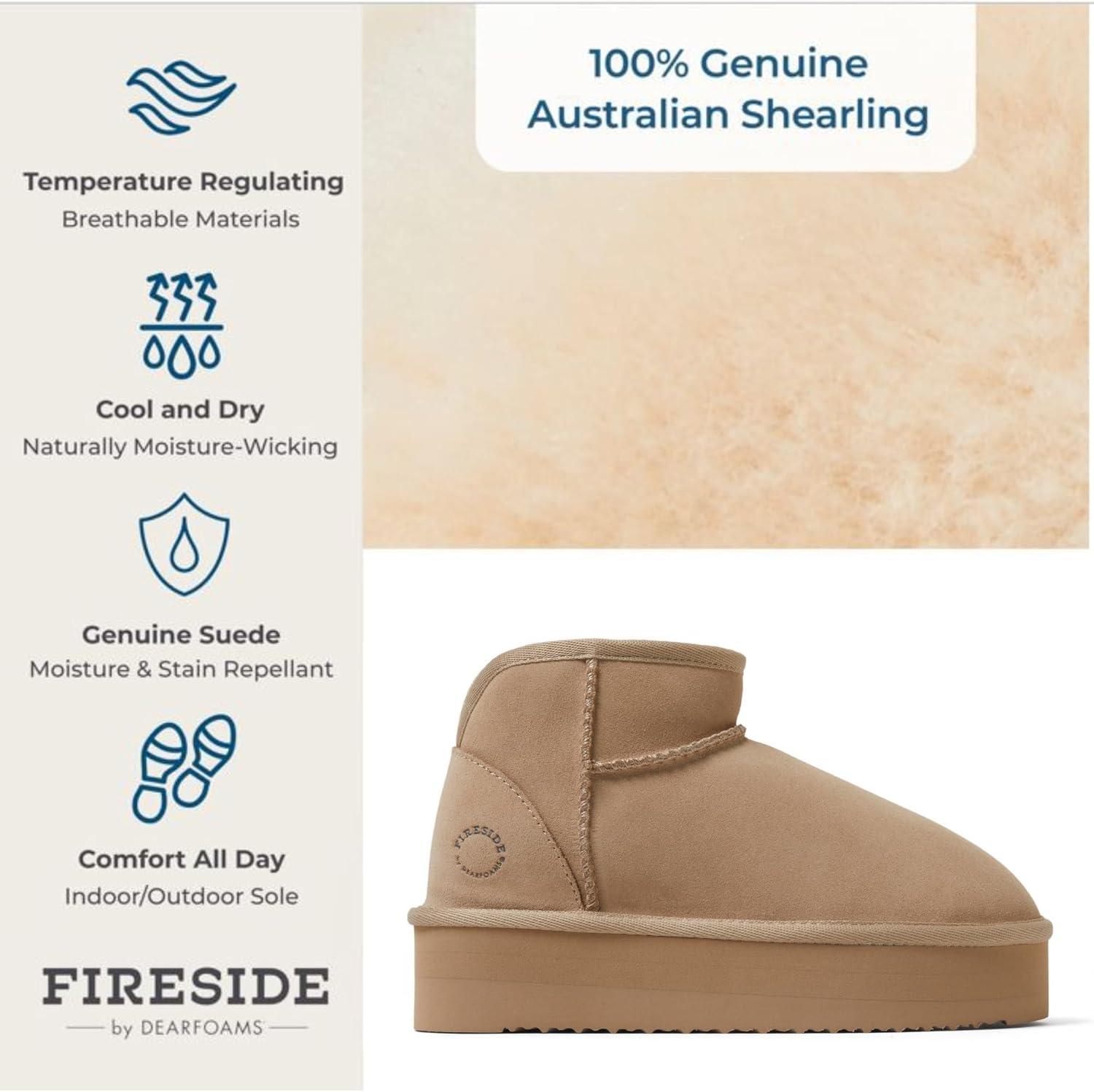 imageFireside by Dearfoams womens Genuine Shearling Kingston Platform Mini BootSand Platform
