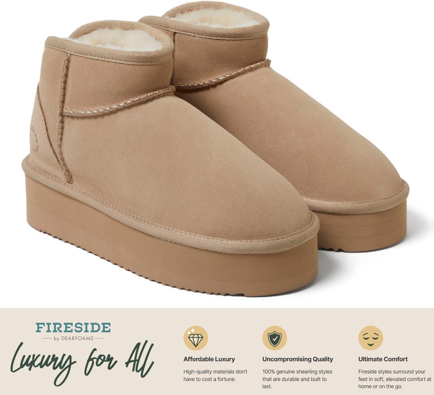 imageFireside by Dearfoams womens Genuine Shearling Kingston Platform Mini BootSand Platform