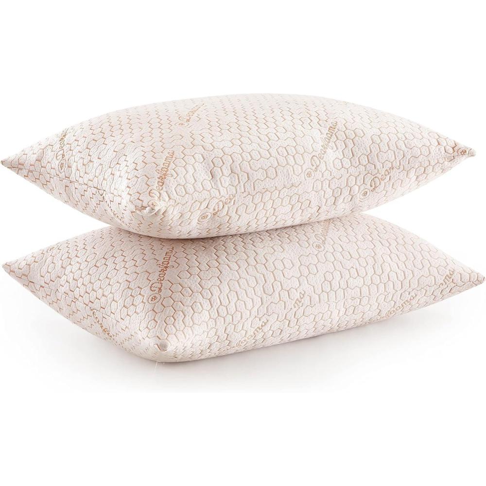 imageDearfoams Bed PillowsSet of 2 StandardQueen SizeDown Alternative CopperInfused Pillows with Soft Knit CoverSupportive for Back Side ampamp Stomach SleepersKing