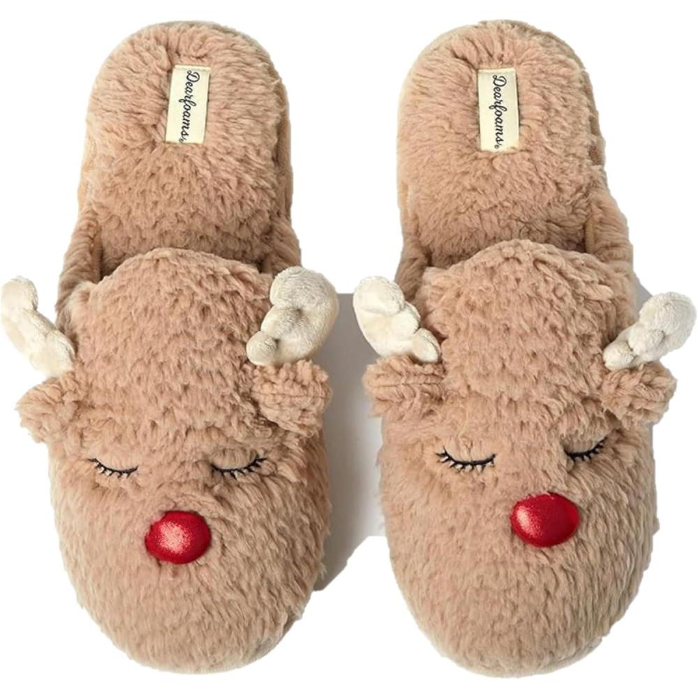 imageDearfoams Matching Family Holiday Christmas Reindeer ampamp Turkey ScuffMens Reindeer