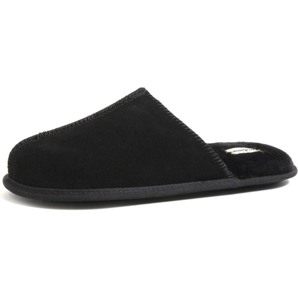 imageDearfoams Mens Bradford Genuine Suede House Shoe Scuff SlipperBlack