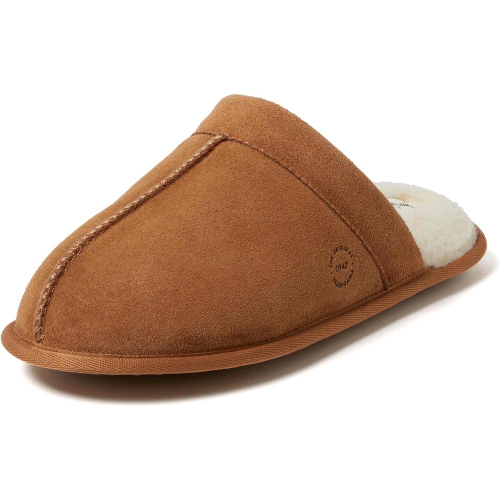 imageDearfoams Mens Bradford Genuine Suede House Shoe Scuff SlipperChestnut 2