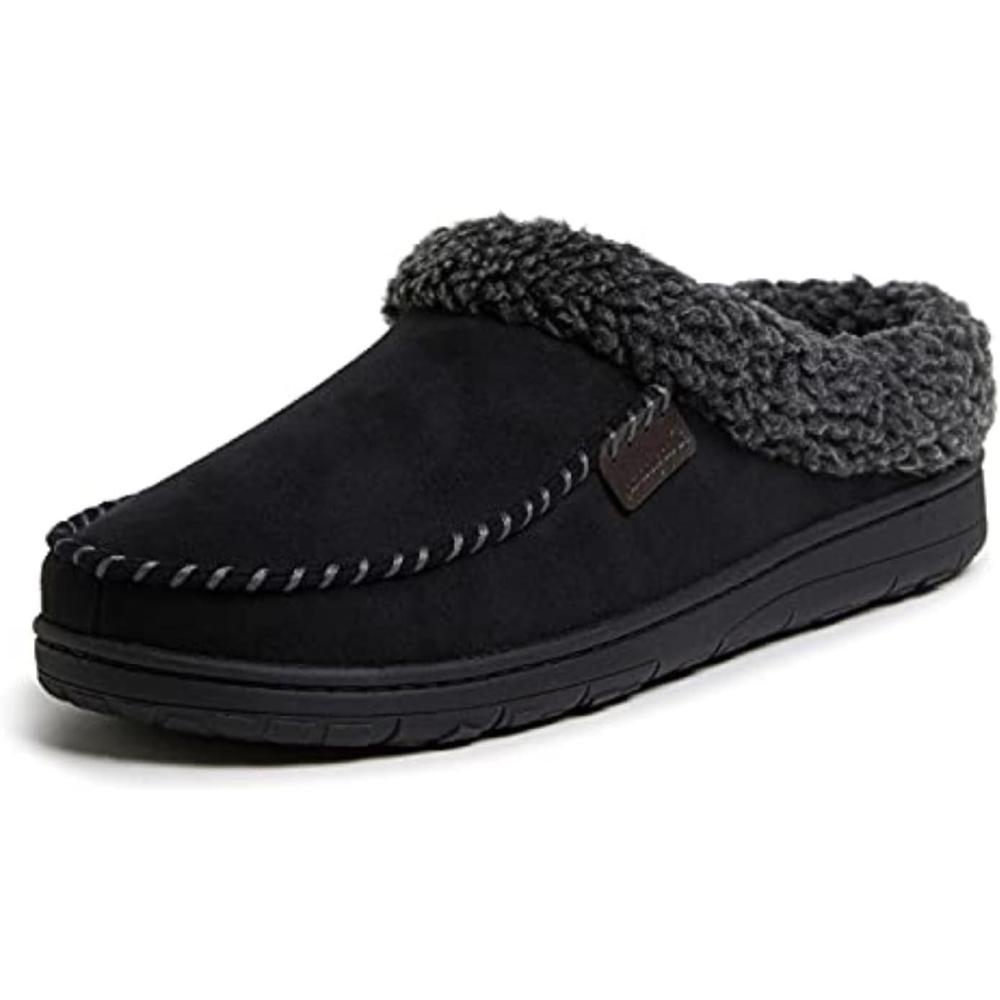 imageDearfoams Mens Brendan IndoorOutdoor Breathable Memory Foam Clog House Shoe with Wide Widths SlipperBlack