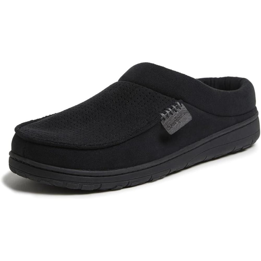 imageDearfoams Mens Brendan IndoorOutdoor Breathable Memory Foam Clog House Shoe with Wide Widths SlipperBlack Perforated