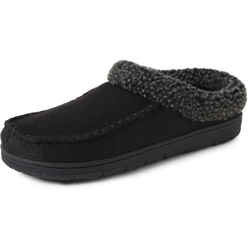 imageDearfoams Mens Brendan IndoorOutdoor Breathable Memory Foam Clog House Shoe with Wide Widths SlipperBlack Twill