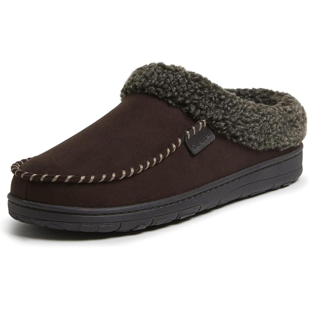 imageDearfoams Mens Brendan IndoorOutdoor Breathable Memory Foam Clog House Shoe with Wide Widths SlipperCoffee 2