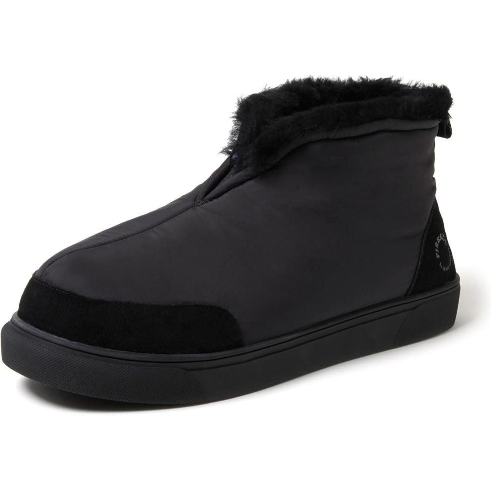 imageDearfoams Mens Fireside Nylon Australian Shearling Water Resistant Aprs Winter Warm Up Bootie Snow BootBlack