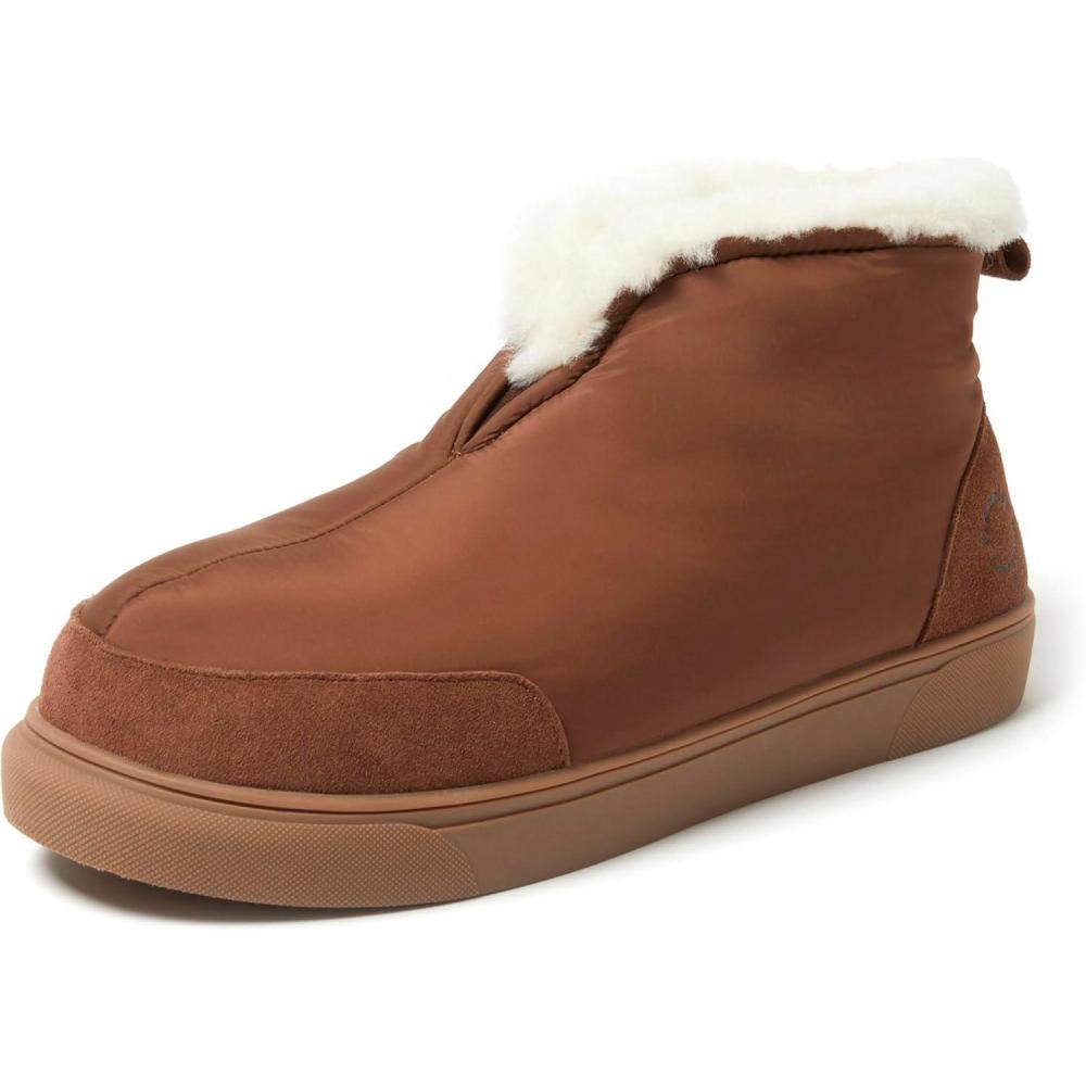 imageDearfoams Mens Fireside Nylon Australian Shearling Water Resistant Aprs Winter Warm Up Bootie Snow BootBrown