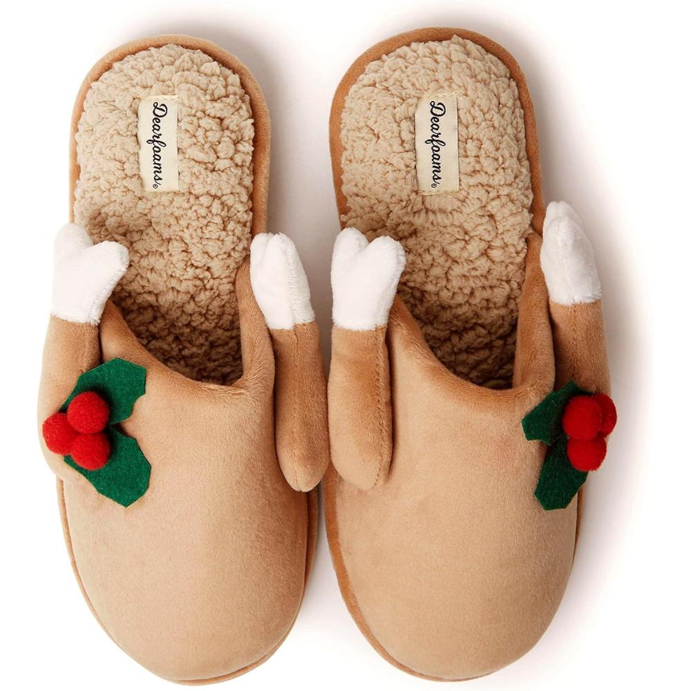 imageDearfoams Mens Matching Family Holiday Christmas Reindeer ampamp Turkey Scuff SlippersMens Turkey