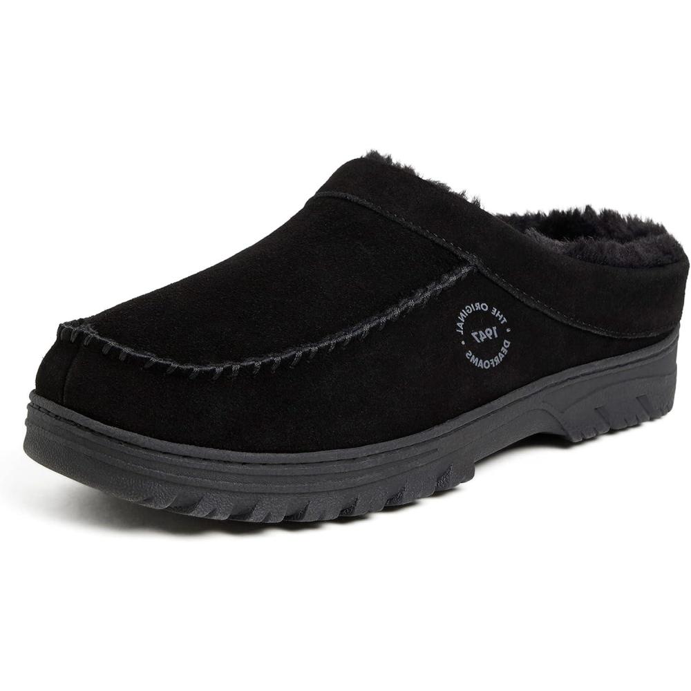 imageDearfoams Mens Reed Genuine Suede ClogBlack