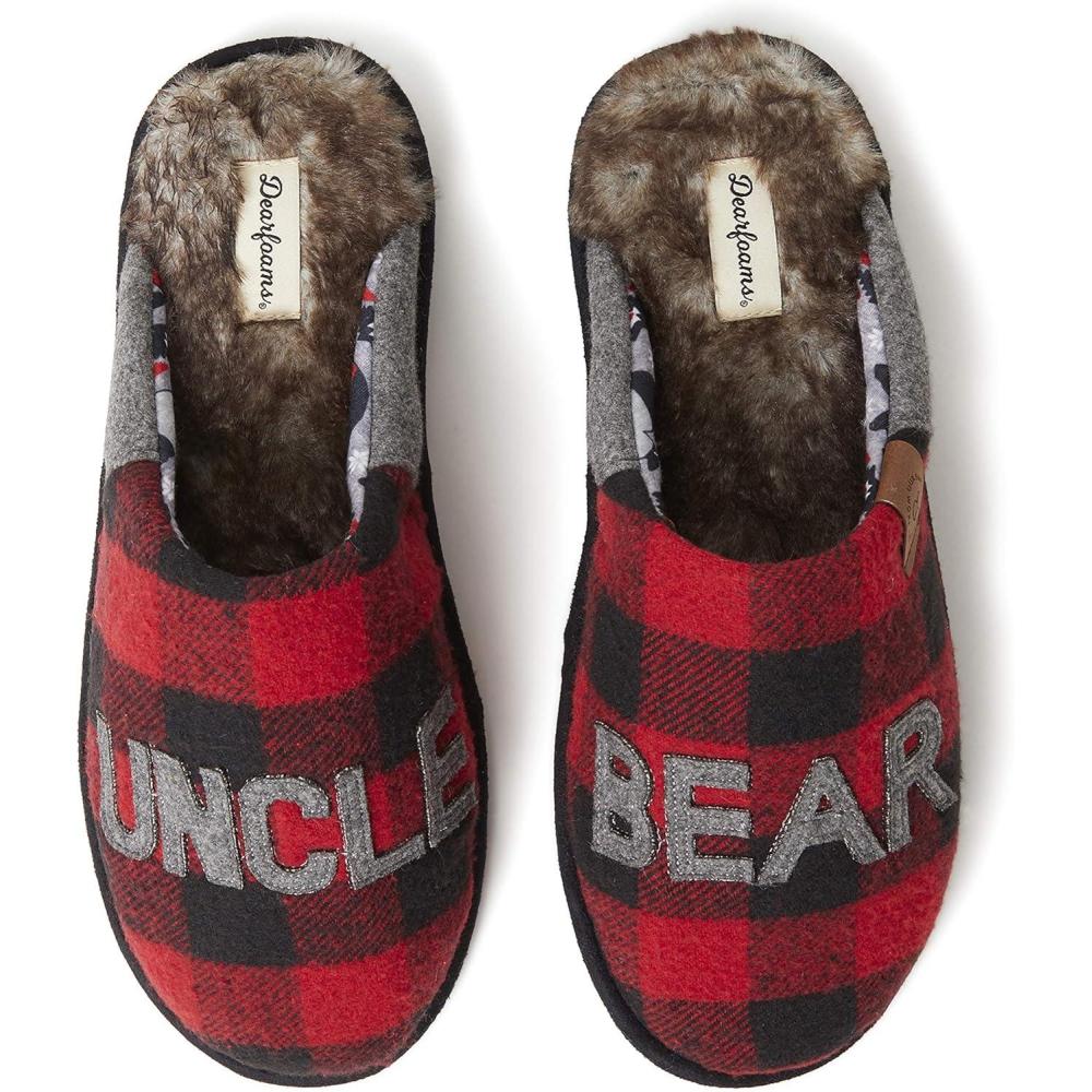 imageDearfoams Mens Uncle Bear SlipperFurry Plaid