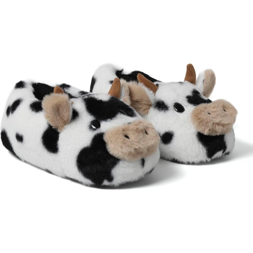 imageDearfoams Womens Cozyfoams Plush Animal Slippers Fuzzy Character House Shoes Memory Foam ComfortCow
