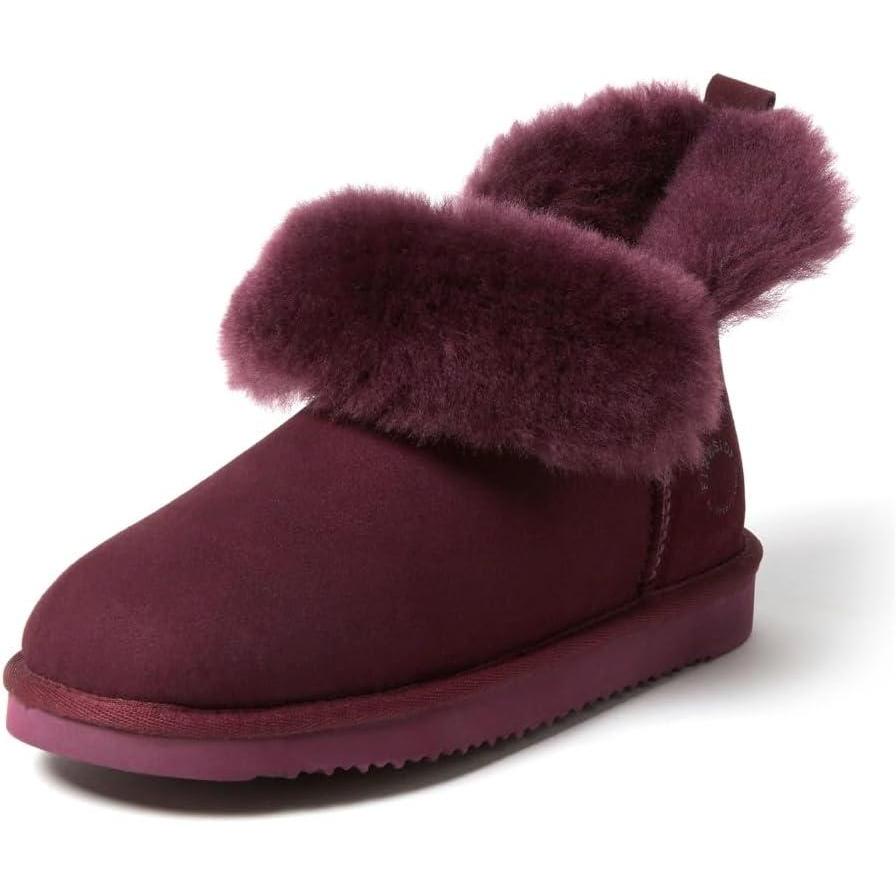 imageDearfoams Womens Fireside Shearling Water Resistant IndoorOutdoor Foldover Boot SlipperFig