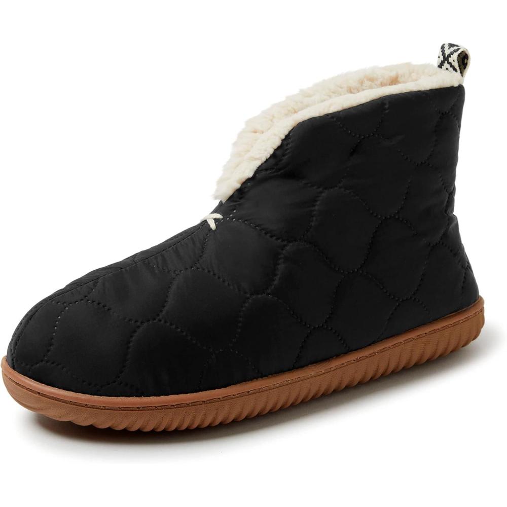 imageDearfoams Womens IndoorOutdoor Warm Up Bootie SlipperBlack