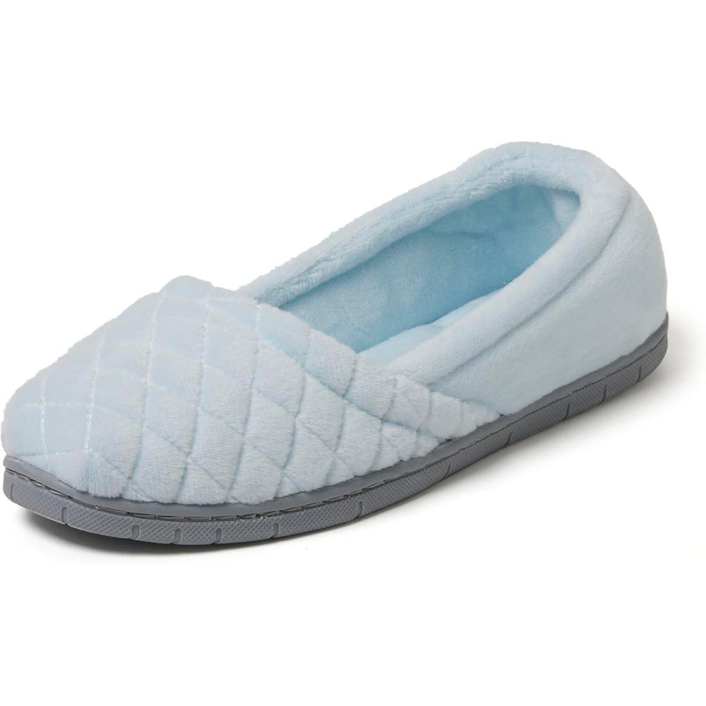 imageDearfoams Womens Microfiber Velour ALine FlatBlue Wash