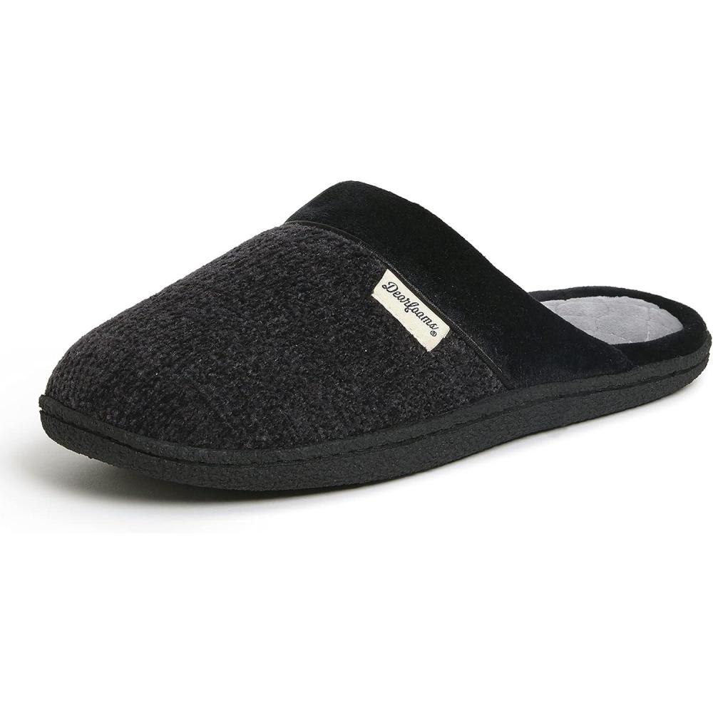 imageDearfoams Womens Samantha Knit Closed Toe Scuff SlipperBlack