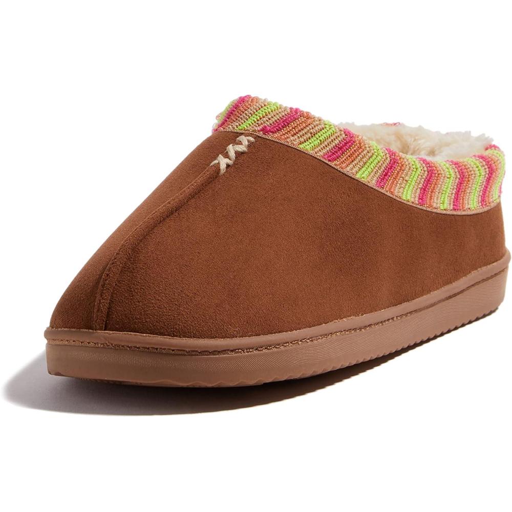 imageDearfoams Womens Wren High Vamp Clog IndoorOutdoor Memory Foam House ShoeChestnut