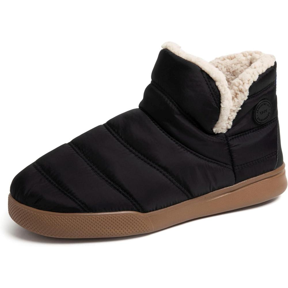 imageDearfoams mens Bryant Nylon Memory Foam Sport Lounge BootieSlipperBlack