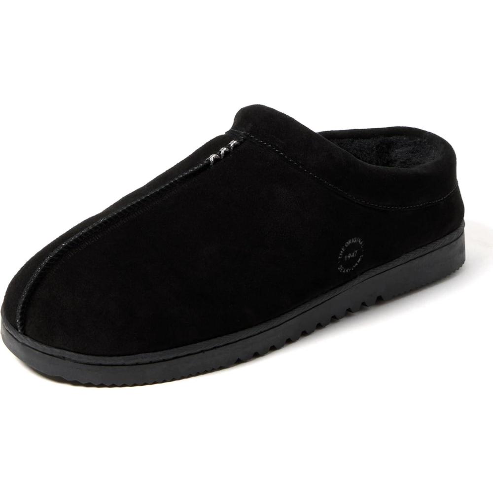 imageDearfoams mens Suede Indoor Outdoor ClogBlack
