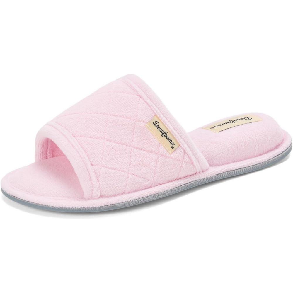 imageDearfoams womens Beatrice Side Gore SlideSlipperFresh Pink Terry