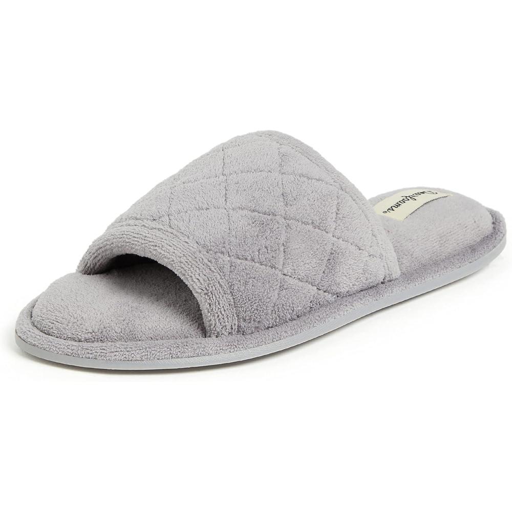 imageDearfoams womens Beatrice Side Gore SlideSlipperMedium Grey Terry