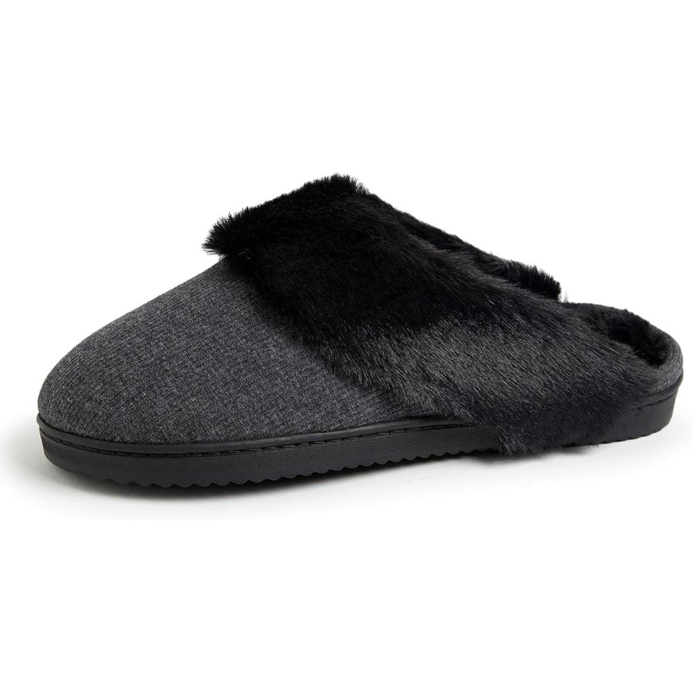 imageDearfoams womens Dahlia Rib Knit Scuff SlipperSlipperBlack