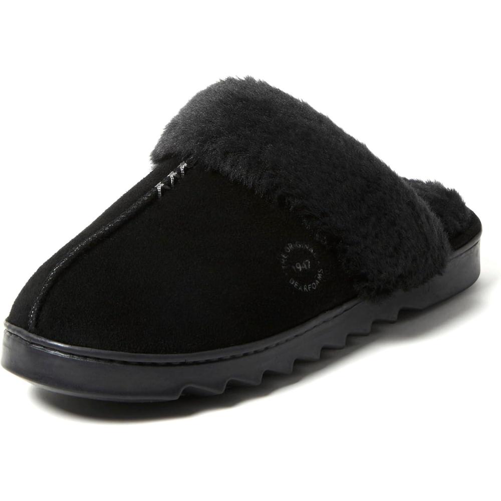 imageDearfoams womens Fuzzy Memory Foam Genuine Suede Helena ScuffBlack