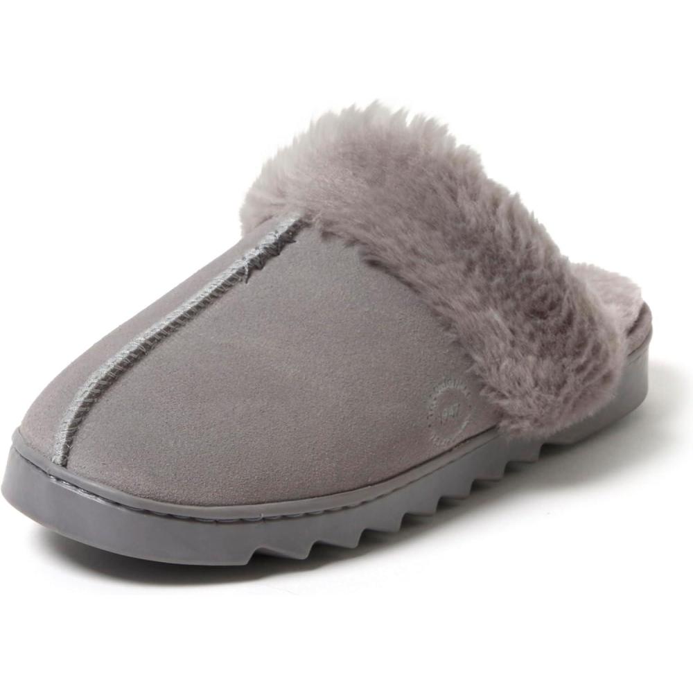 imageDearfoams womens Fuzzy Memory Foam Genuine Suede Helena ScuffGrey