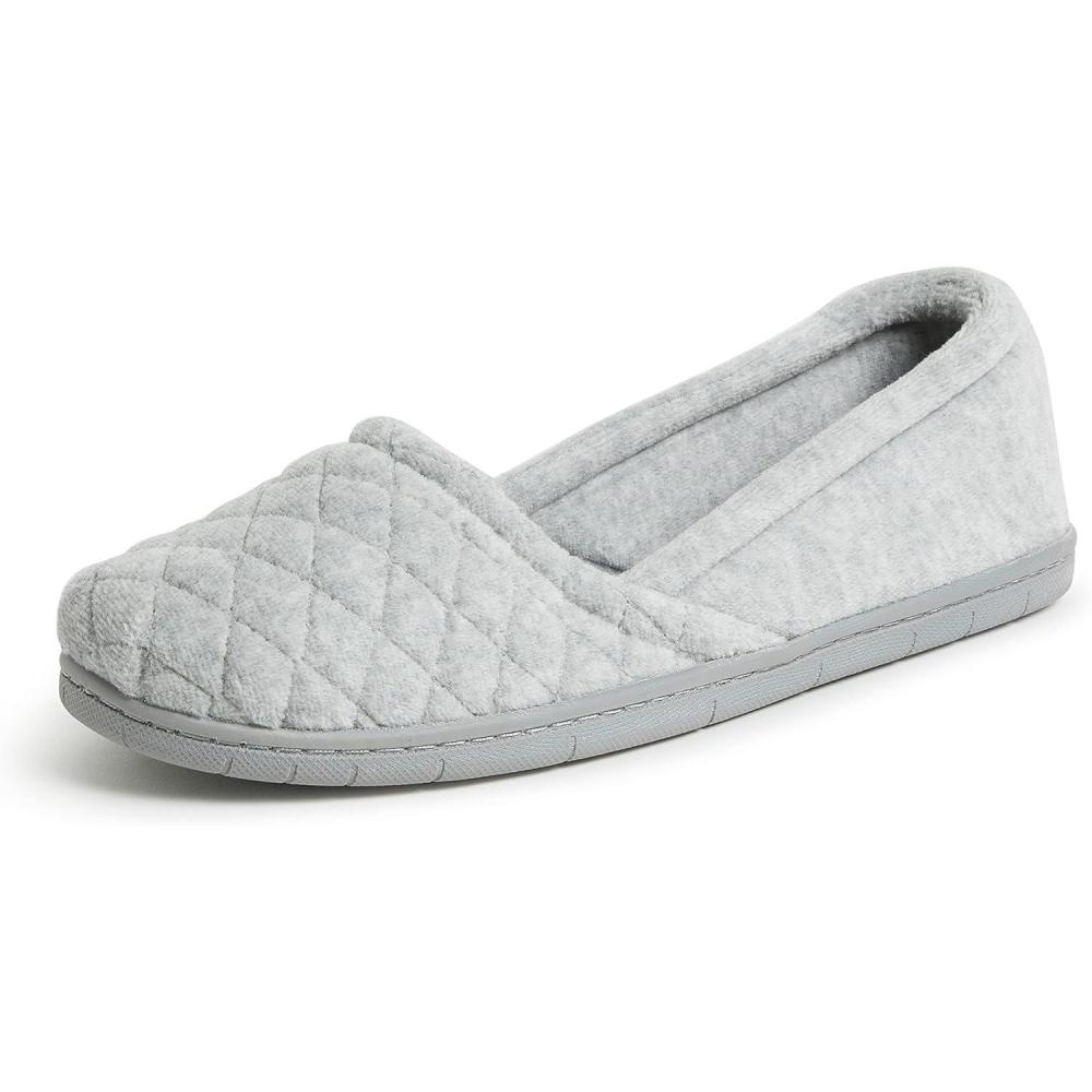 imageDearfoams womens Katie Microfiber Velour Espadrille Slipper Light Heather Grey XLarge US