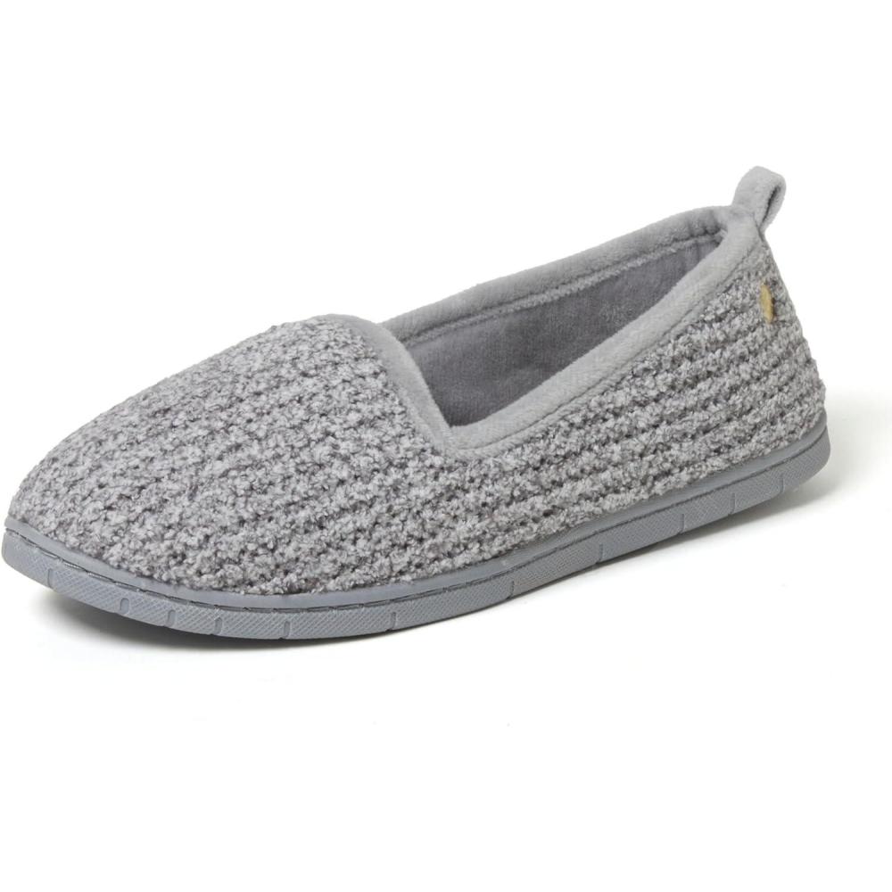 imageDearfoams womens Memory Foam Slipper Gifts for Her Rachel Closed Back House ShoeGrey Chenille