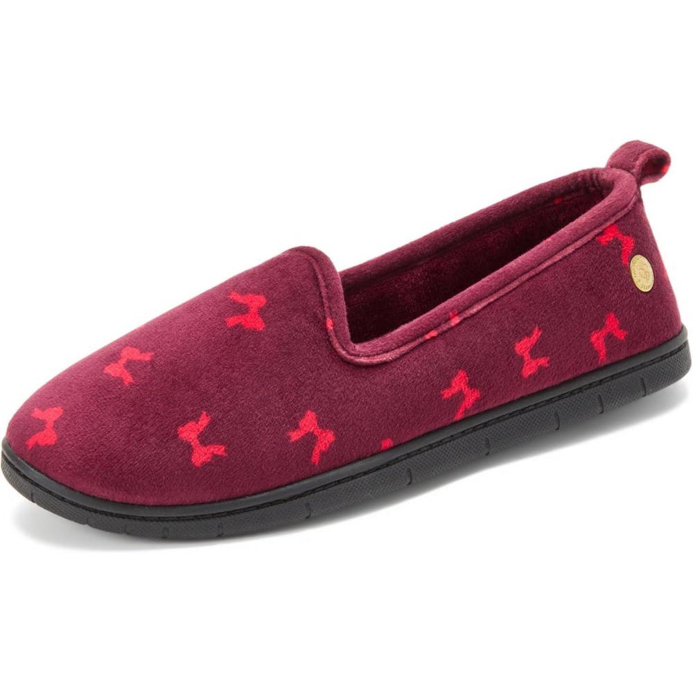 imageDearfoams womens Memory Foam Slipper Gifts for Her Rachel Closed Back House ShoeRed Bow