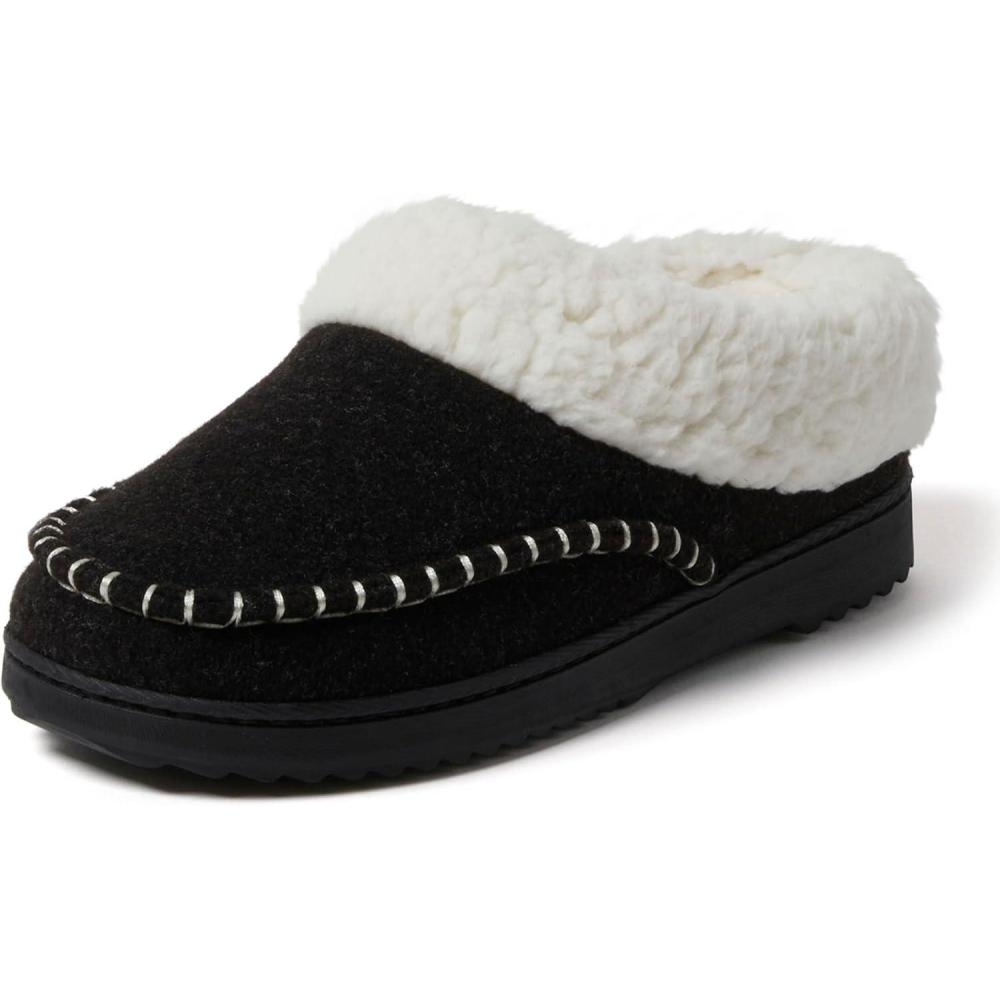 imageDearfoams womens Nyla Felted and Plaid Moc Toe ClogBlack