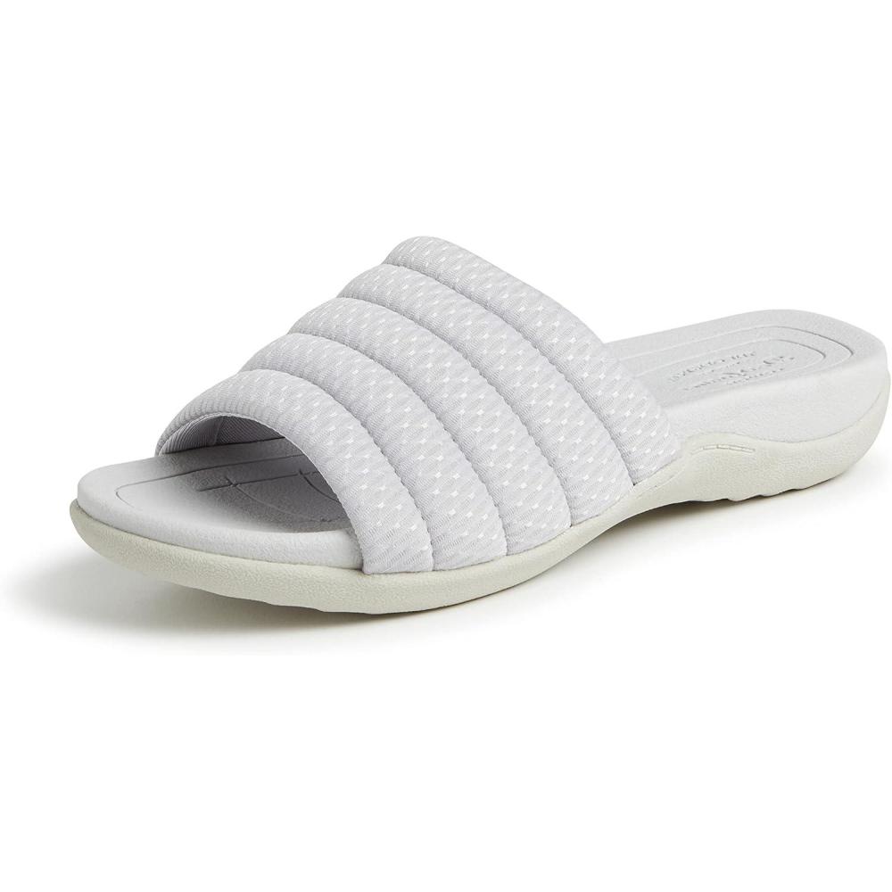 imageDearfoams womens Original Comfort Emma Slip on Slide Sandal With Arch SupportSilver
