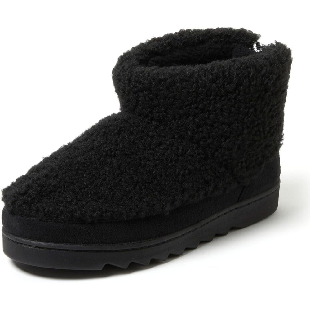imageDearfoams womens Outdoor Whitney Teddy Ankle Boot SlipperBlack