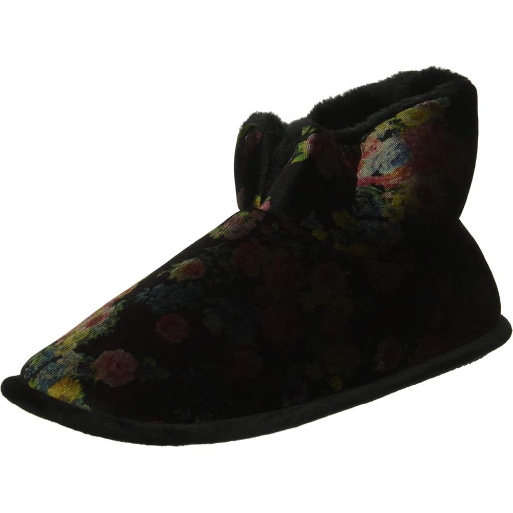 imageDearfoams womens Sara Velour BootieSlipperBlack Multi