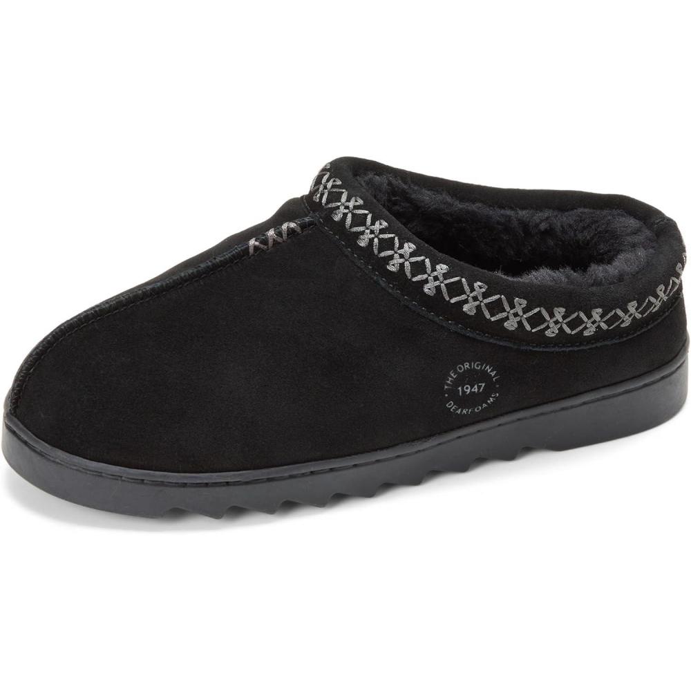 imageDearfoams womens Suede Indoor Outdoor Doreen ClogBlack 2