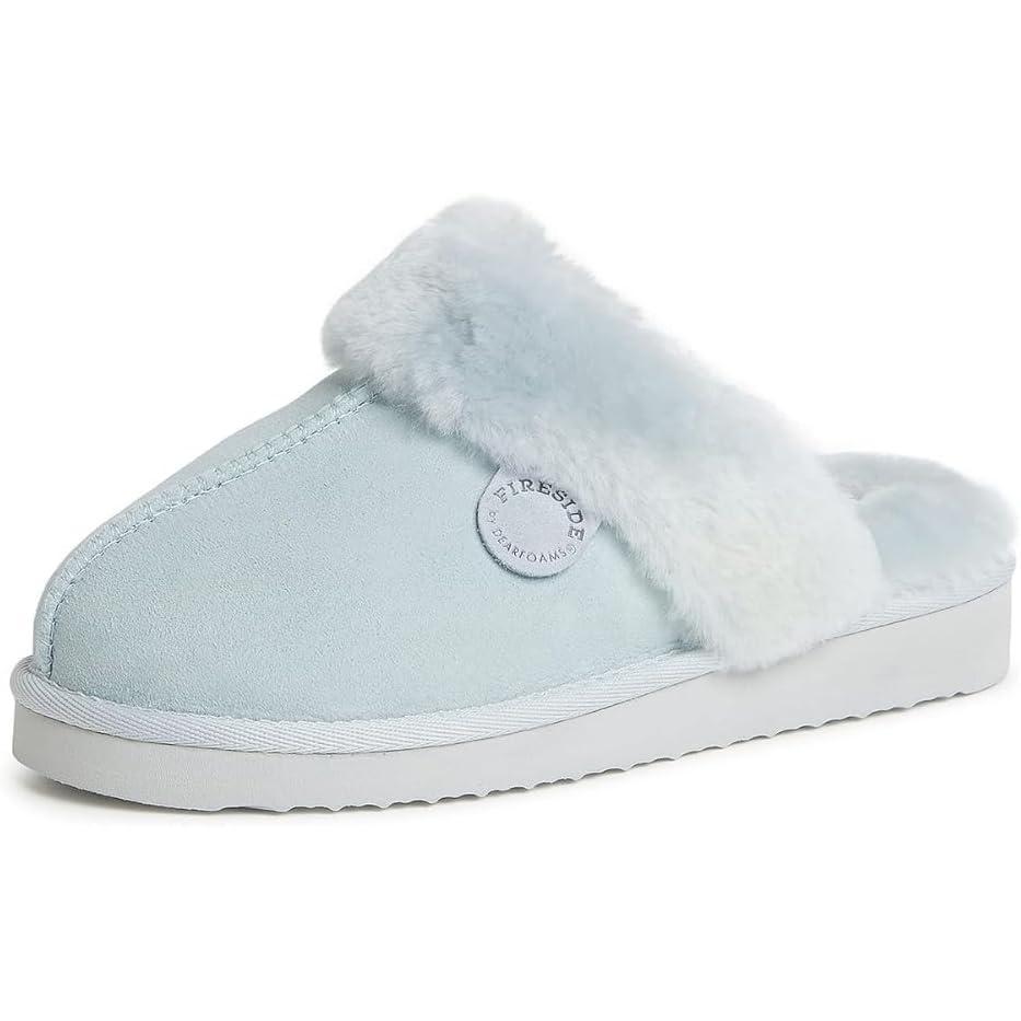 imageFireside by Dearfoams Womens Fireside Sydney Shearling Fur IndoorOutdoor Scuff Slipper With Wide WidthsBluewash