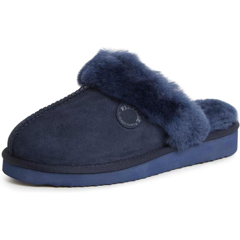 imageFireside by Dearfoams Womens Fireside Sydney Shearling Fur IndoorOutdoor Scuff Slipper With Wide WidthsNavy