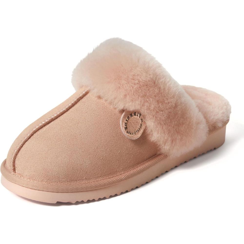 imageFireside by Dearfoams Womens Fireside Sydney Shearling Fur IndoorOutdoor Scuff Slipper With Wide WidthsPeach Dust
