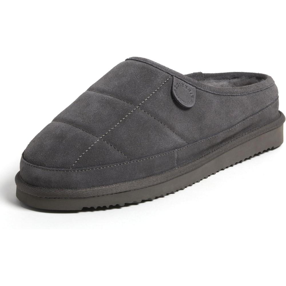imageFireside by Dearfoams mens Grafton Shearling IndoorOutdoor ClogGrey Quilted