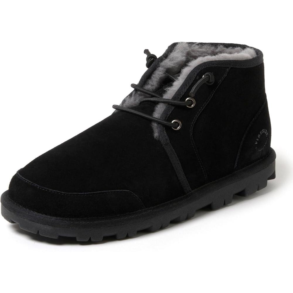 imageFireside by Dearfoams mens Shepparton Shearling Fur IndoorOutdoor Laceup Chukka BootBlack