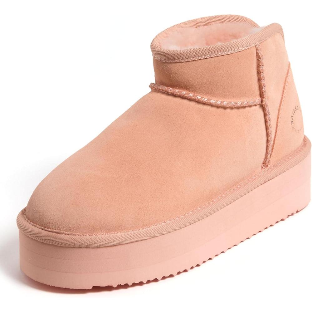 imageFireside by Dearfoams womens Genuine Shearling Kingston Platform Mini BootPeach Dust Platform