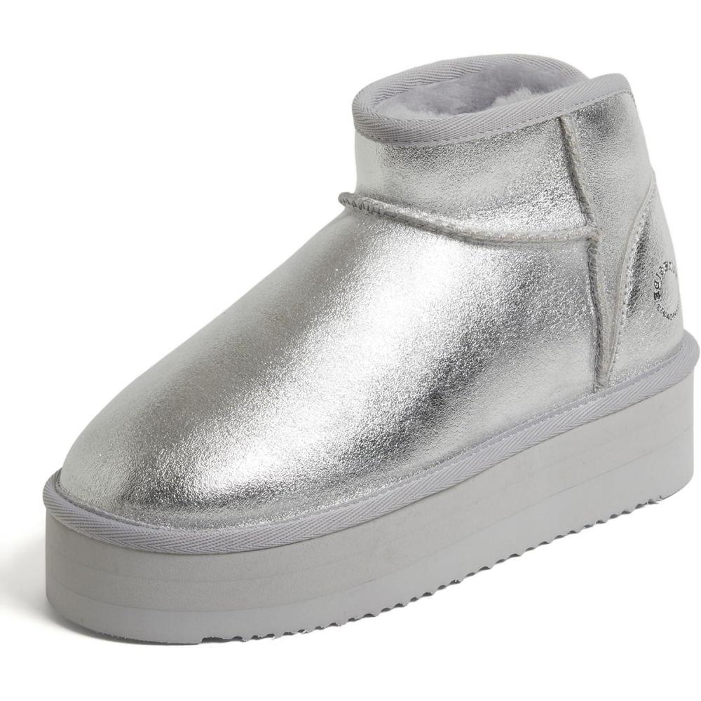 imageFireside by Dearfoams womens Genuine Shearling Kingston Platform Mini BootSilver Platform