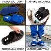 Dearfoams Men’s Adjustable Indoor/Outdoor Memory Foam Machine Washable Summer Slide Slipper(Black (Marled Knit))