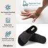 Dearfoams Men’s Adjustable Indoor/Outdoor Memory Foam Machine Washable Summer Slide Slipper(Black (Marled Knit))