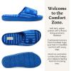 Dearfoams Men’s Adjustable Indoor/Outdoor Memory Foam Machine Washable Summer Slide Slipper(Blue Stripe)
