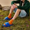 Dearfoams Men’s Adjustable Indoor/Outdoor Memory Foam Machine Washable Summer Slide Slipper(Blue Stripe)