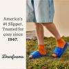 Dearfoams Men’s Adjustable Indoor/Outdoor Memory Foam Machine Washable Summer Slide Slipper(Blue Stripe)
