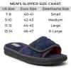 Dearfoams Men’s Adjustable Indoor/Outdoor Memory Foam Machine Washable Summer Slide Slipper(Navy Blazer (Quilted))